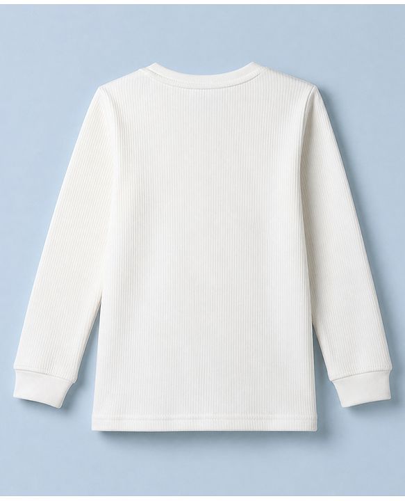 Pine Kids Cotton Mix Knit Full Sleeves Thermal Inner Wear Set - White