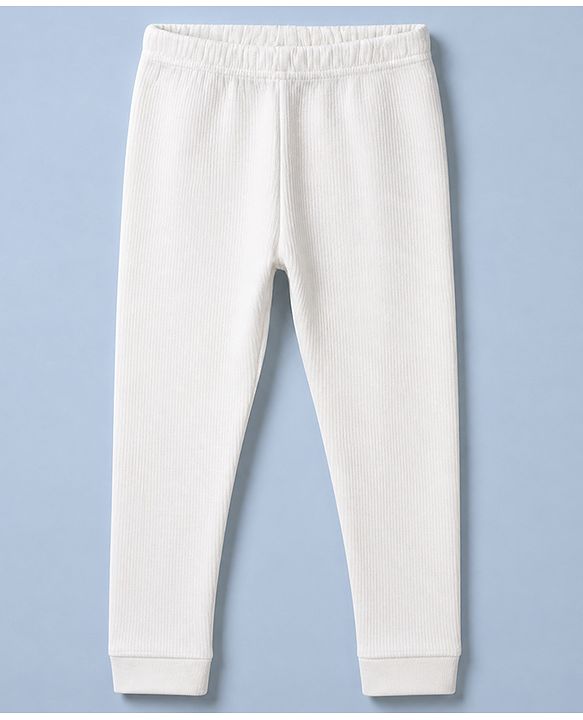 Pine Kids Cotton Mix Knit Full Sleeves Thermal Inner Wear Set - White