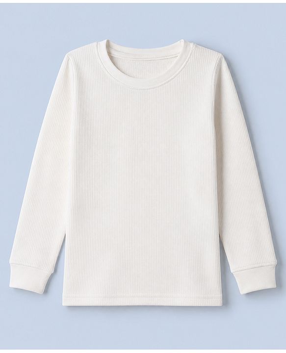 Pine Kids Cotton Mix Knit Full Sleeves Thermal Inner Wear Set - White