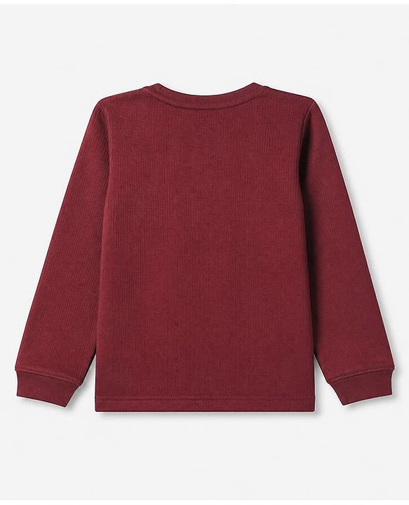 Pine Kids Cotton Mix Knit Full Sleeves Thermal Inner Wear Set - Maroon