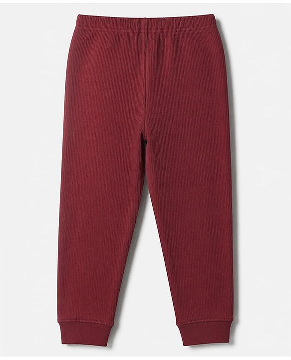 Pine Kids Cotton Mix Knit Full Sleeves Thermal Inner Wear Set - Maroon