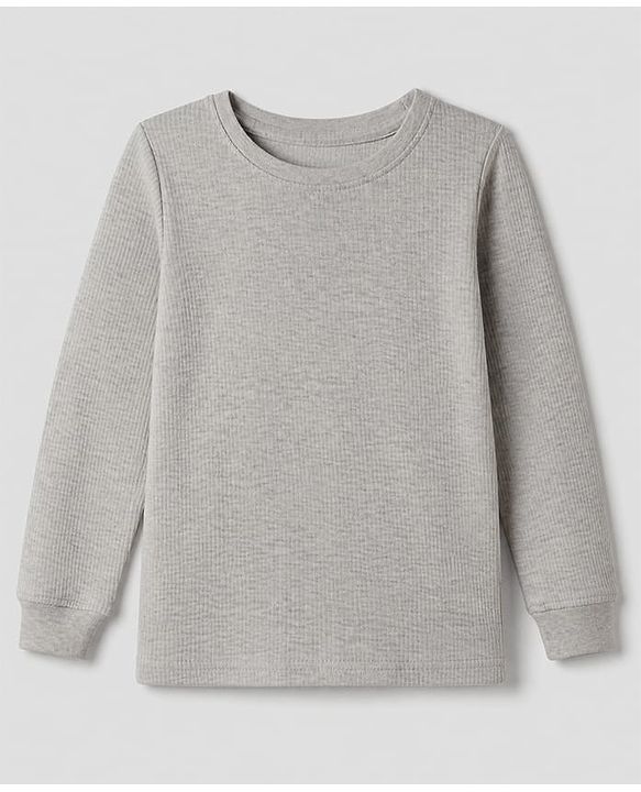 Pine Kids Cotton Knit Full Sleeves Solid Vest and Pant Thermal Inner Wear Set in Grey