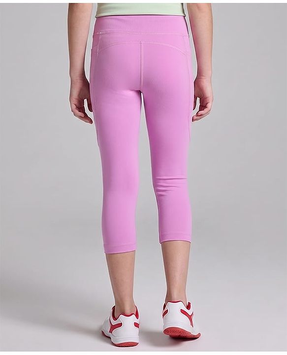 Pine Active Knit Full Length Solid Capri Leggings - Pink