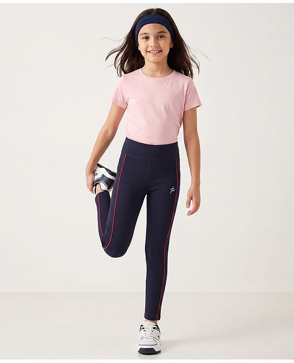 Pine Active Knit Full Length Solid Leggings - Navy Blue