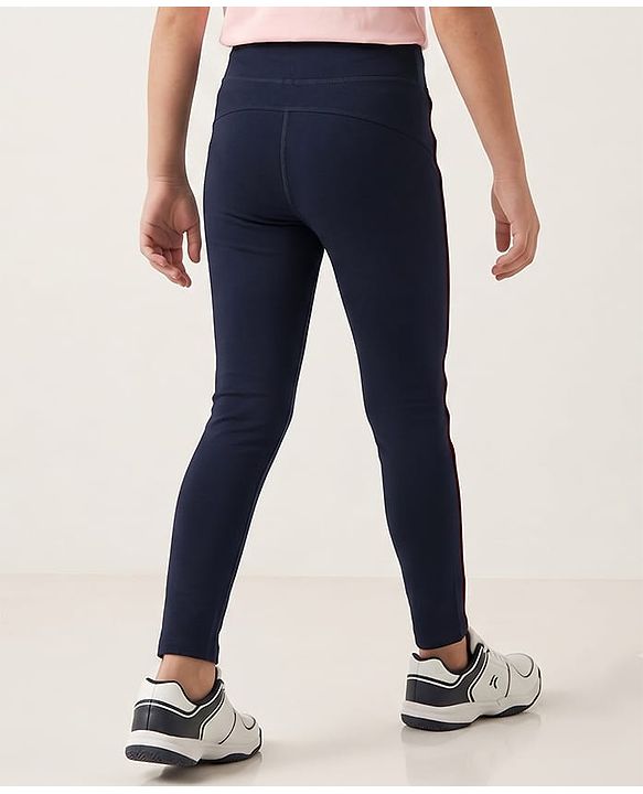 Pine Active Knit Full Length Solid Leggings - Navy Blue