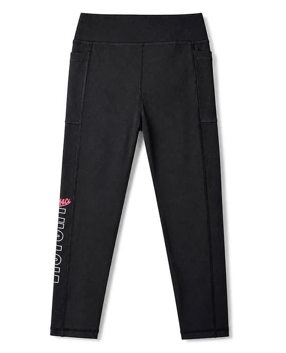 Pine Active Knit Full Length Solid Leggings - Black
