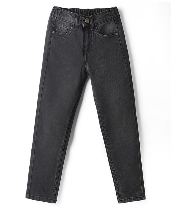 Pine Kids Denim Woven Full Length Jeans In Black