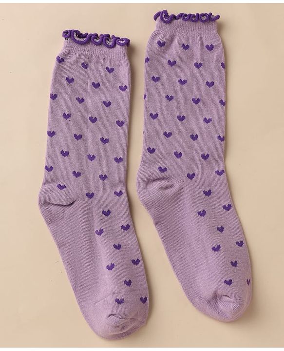 Pine Kids Cotton Nylon Knit Below Knee Length Socks With Stripe Design Pack Of 3 - Red Purple & Cream