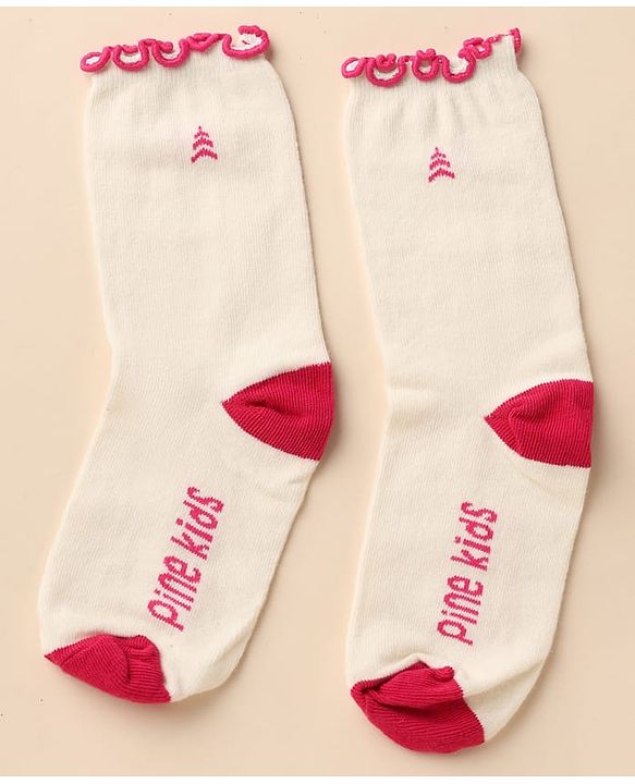 Pine Kids Cotton Nylon Knit Below Knee Length Socks With Stripe Design Pack Of 3 - Red Purple & Cream
