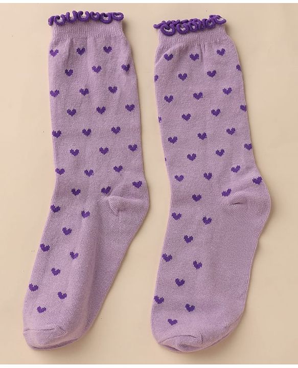 Pine Kids Cotton Nylon Knit Below Knee Length Socks With Stripe Design Pack Of 3 - Red Purple & Cream