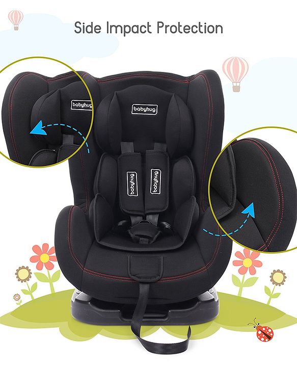 Babyhug Cruise Convertible Reclining Car Seat with Side Impact Protection - Blue & Black