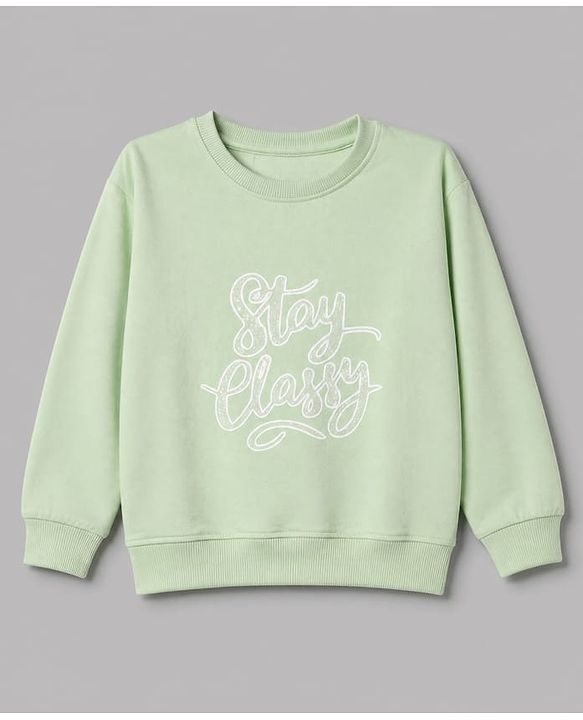 Pine Kids Looper Knit Full Sleeves Top With Text Print & Pant Set - Olive Green