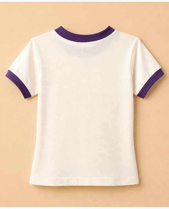 Pine Kids Single Jersey Knit Half Sleeves T-Shirt & Pant Set with Positive Hearts Text Print - Off White
