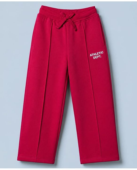 Pine Kids Single Jersey Knit Half Sleeves Top and Pants With Text Print - OffWhite & Red