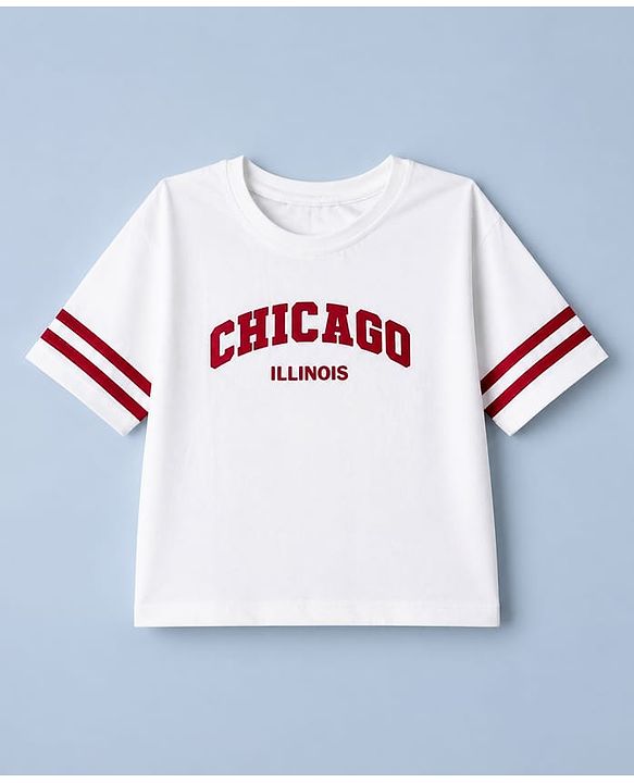 Pine Kids Single Jersey Knit Half Sleeves Top and Pants With Text Print - OffWhite & Red