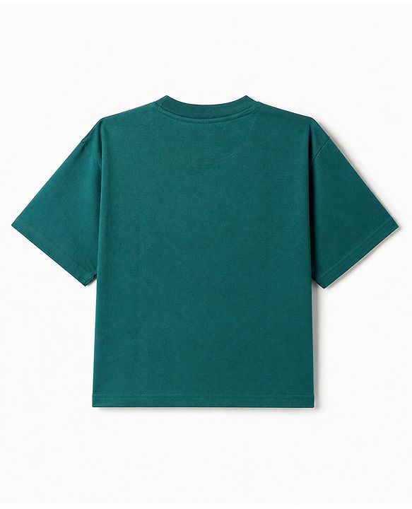 Pine Kids 100% Cotton Bio Washed Knit Co-ord T-Shirt & Pyjama Night Suit With Melbourne Text in Green