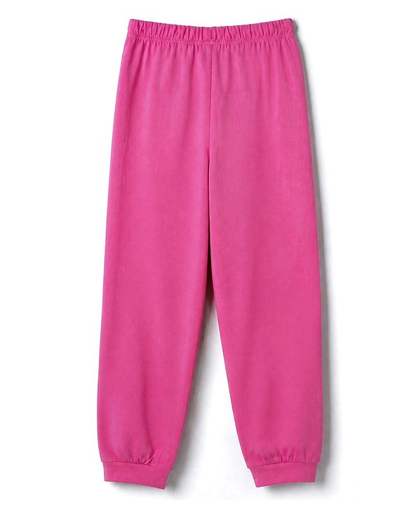 Pine Kids Disney 100% Cotton Single Jersey Knit Full Sleeves T-Shirt & Pajama Night Suit with Minnie Mouse Graphic Print - Pink