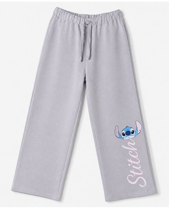 Pine Kids Disney 100% Terry Knit Ankle Length Track Pant with Stitch Graphic Print - Grey