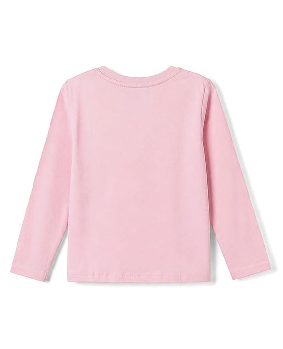 Pine Kids Disney 100% Cotton Single Jersey Knit Full Sleeves T-Shirt & Pajama Night Suit with Stitch Graphic Print - Pink