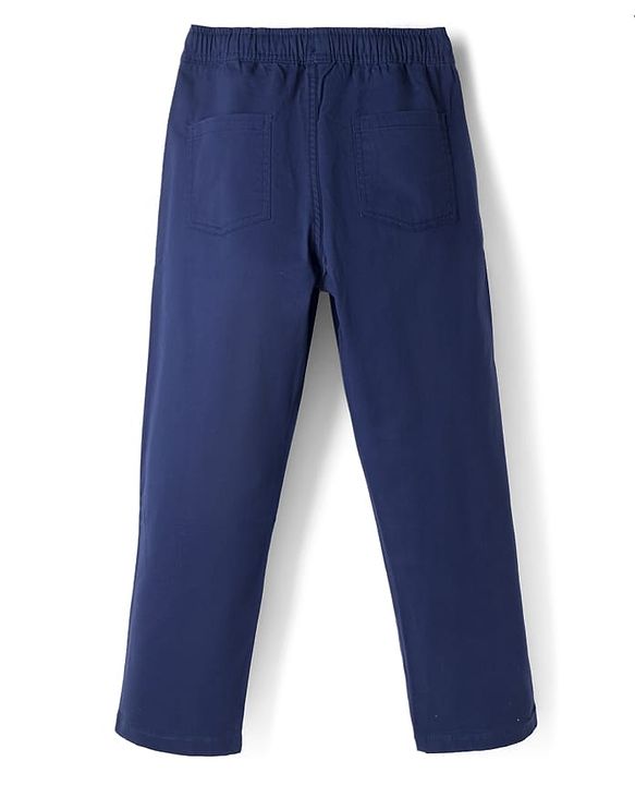 Pine Kids Cotton Elastane Woven Full Length Trouser with Zip Pockets - Navy Blue