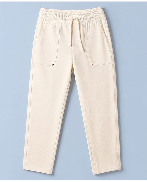Pine Kids Cotton Woven Full Length Trousers in Beige for 4-5 Years