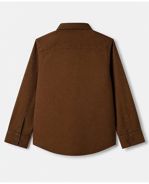 Pine Kids 100% Cotton Woven Shirt with Full Sleeves and Limited Edition Embroidery - Brown