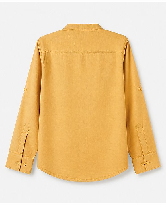 Pine Kids 100% Cotton Woven Solid Shirt with Full Sleeves in Yellow