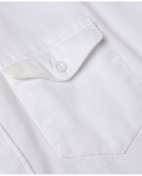 Pine Kids 100% Cotton Woven Solid Shirt With Full Sleeves - White