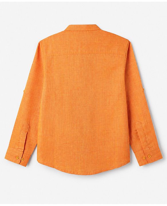 Pine Kids 100% Cotton Woven Solid Shirt with Full Sleeves in Yellow