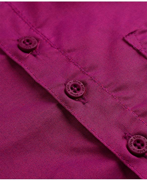 Pine Kids 100% Cotton Woven Solid Shirt with Full Sleeves - Dark Pink