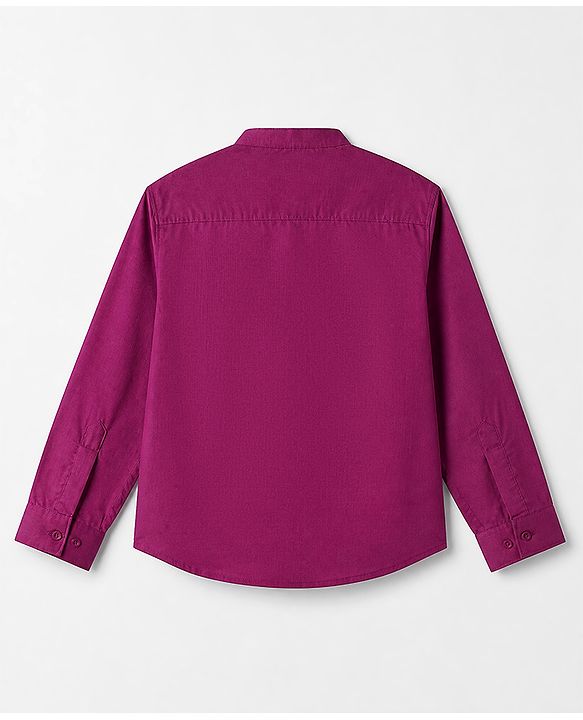 Pine Kids 100% Cotton Woven Solid Shirt with Full Sleeves - Dark Pink