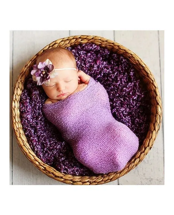 Babymoon Stretchable Swaddle Wrap Photo Prop Purple for Both 0