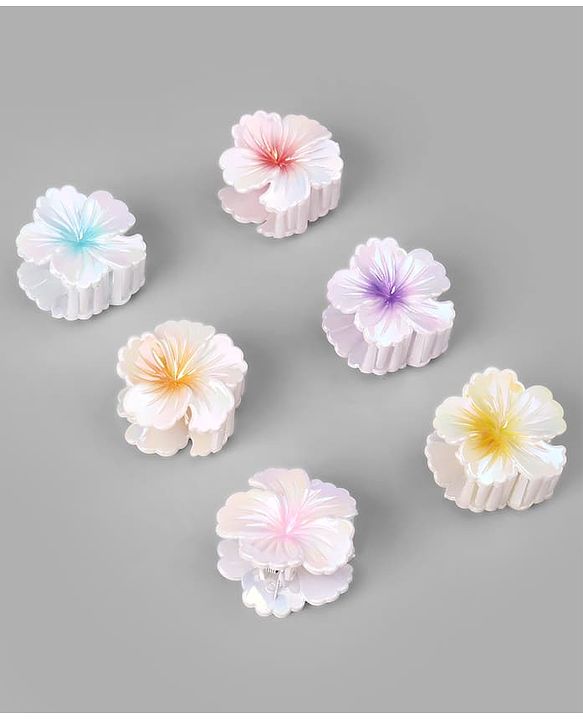 Pine Kids Free Size Hair Pins and Clips Set with Stylish Decorative Floral Designs - White
