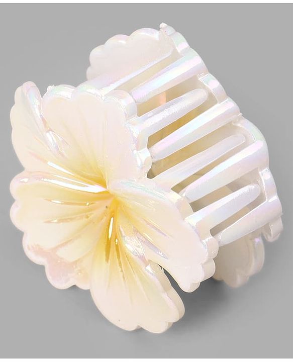 Pine Kids Free Size Hair Pins and Clips Set with Stylish Decorative Floral Designs - White