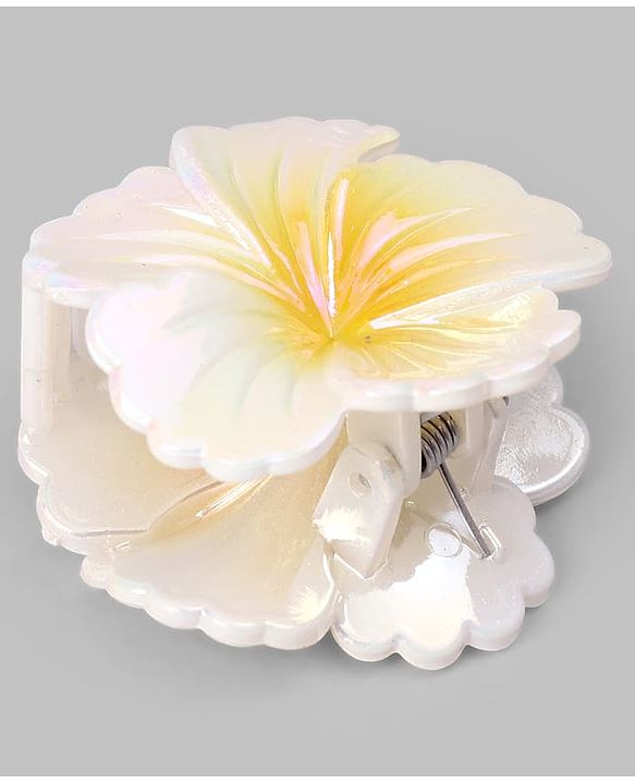 Pine Kids Free Size Hair Pins and Clips Set with Stylish Decorative Floral Designs - White