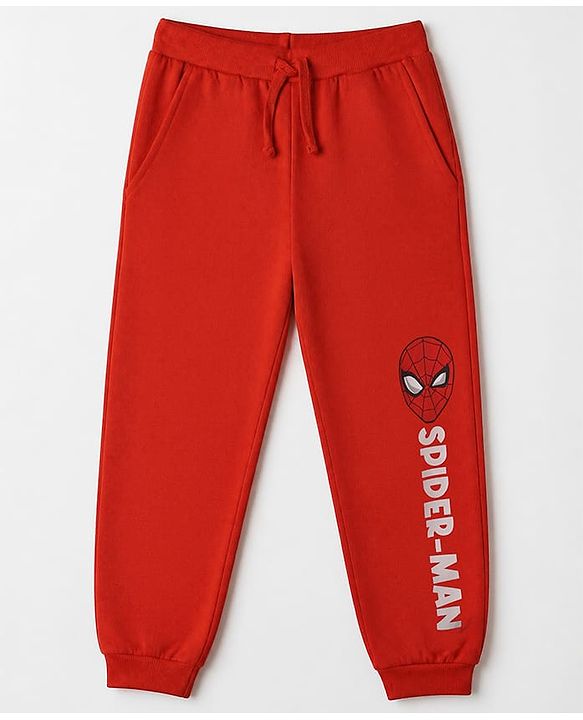Pine Kids Marvel 100% Cotton Terry Jogger Fit Full Length Joggers in Pack of 3 - Black Grey & Red