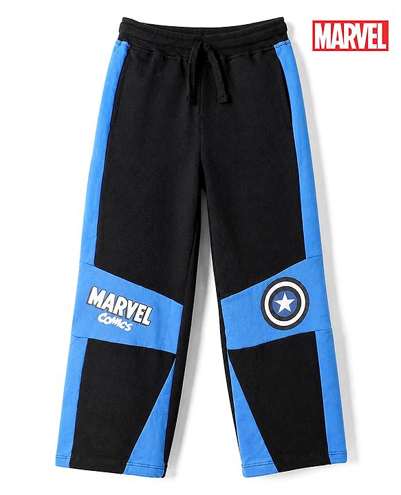 Pine Kids Marvel 100% Cotton Terry Knit Full Length Lounge Pant with Shield Print in Navy Blue