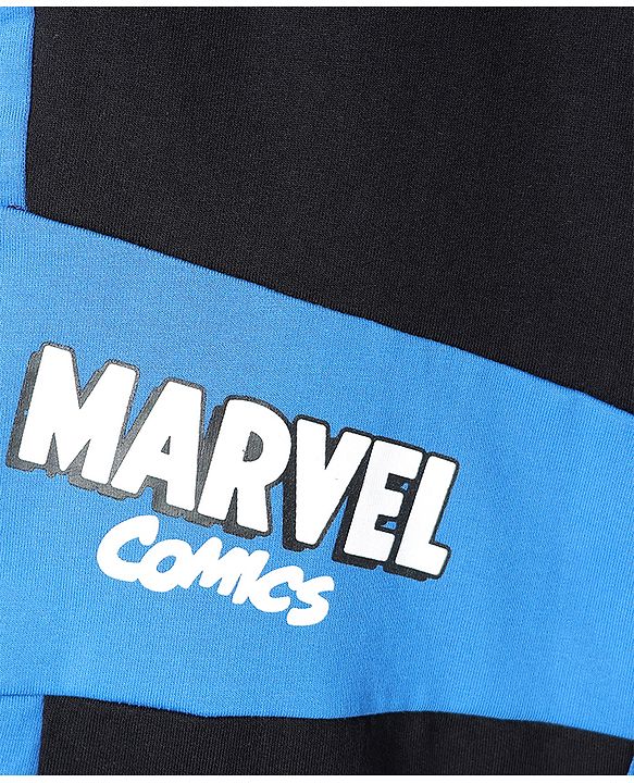 Pine Kids Marvel 100% Cotton Terry Knit Full Length Lounge Pant with Shield Print in Navy Blue