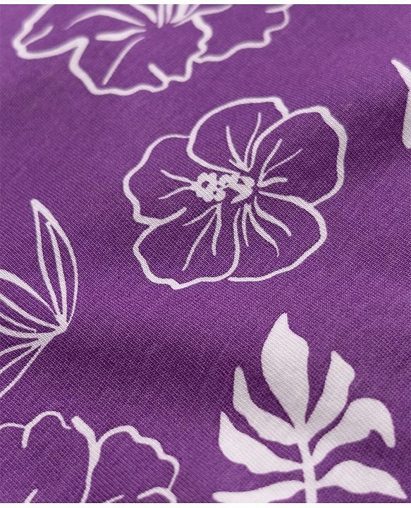 Pine Kids 100% Cotton Knit Top With Full Sleeves And Floral Print - Purple