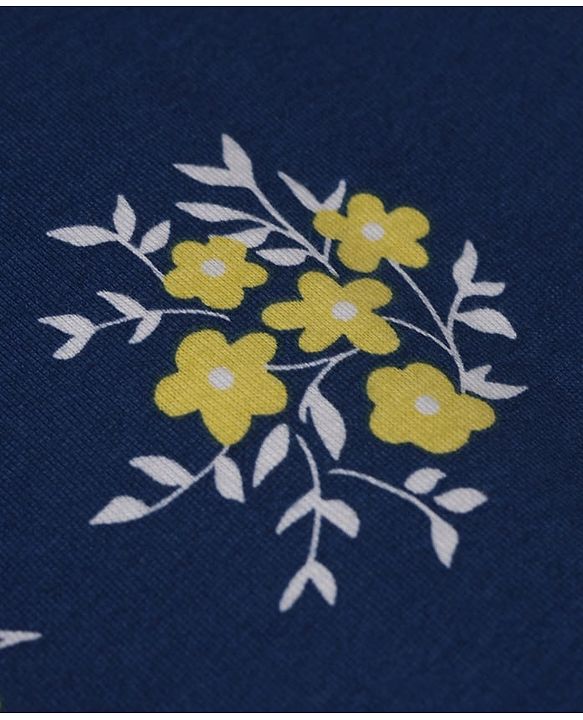 Pine Kids 100% Cotton Knit Top With Full Sleeves And Floral Print - Navy Blue