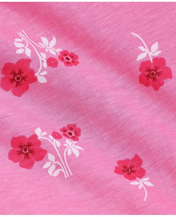 Pine Kids 100% Cotton Knit Top with Half Sleeves and Floral Print in Pink