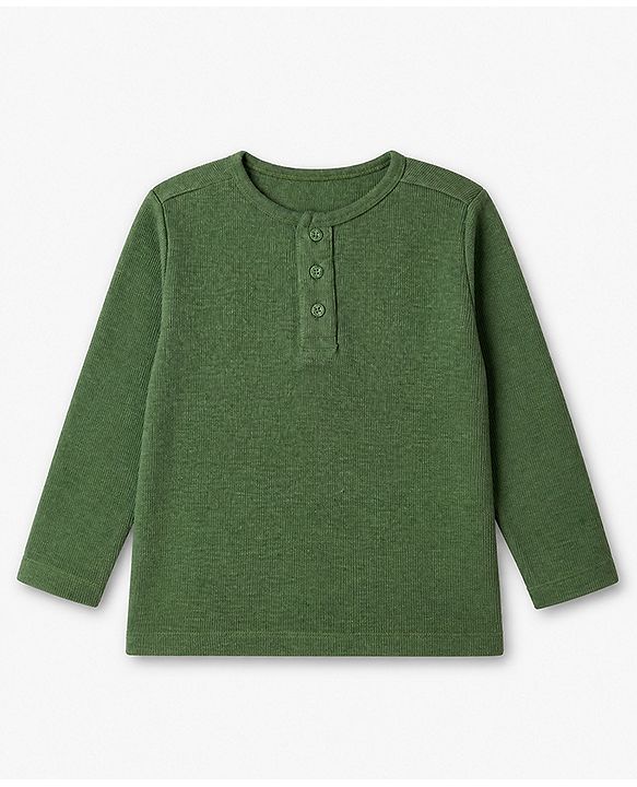 Pine Kids Knit Full Sleeves Solid T-Shirt - Green