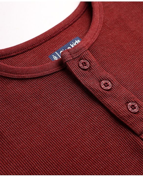 Pine Kids Knit Full Sleeves Solid T-Shirt - Wine