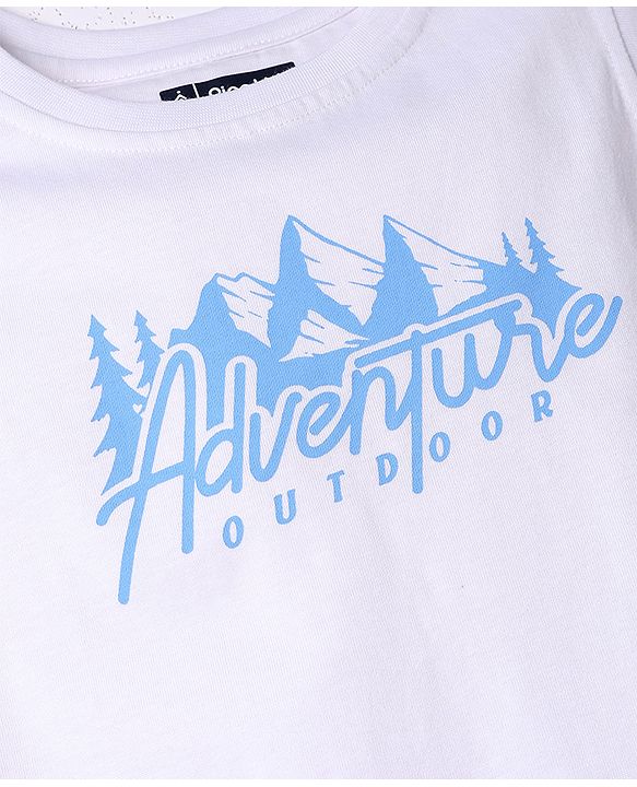 Pine Kids 100% Cotton Woven Shirt and Tank Top with Half Sleeves and Mountains Print in Light/Sky Blue for 4-5 Years