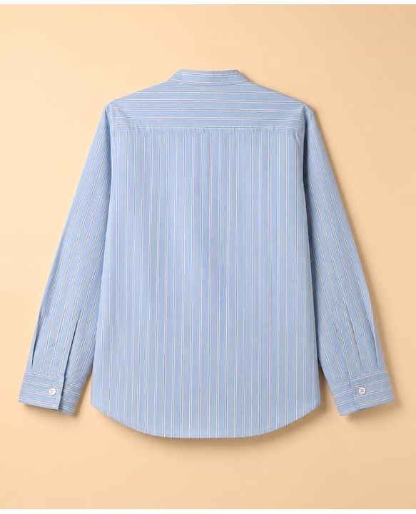 Pine Kids 100% Cotton Woven Striped Shirts With Full Sleeves - Sky Blue