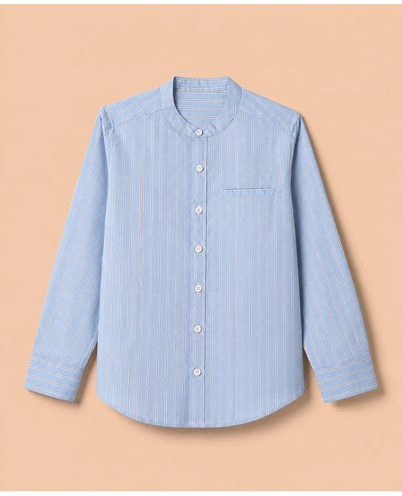 Pine Kids 100% Cotton Woven Striped Shirts With Full Sleeves - Sky Blue