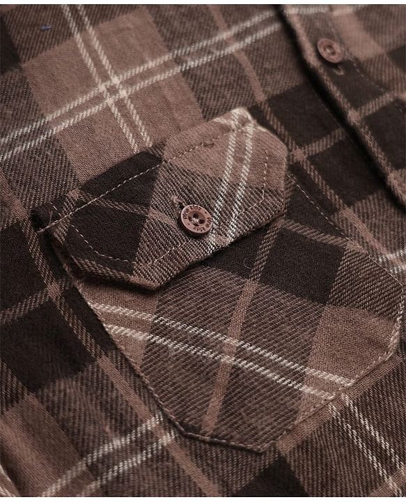 Pine Kids 100% Cotton Woven Hooded Shirts with Full Sleeves and Tartan Checks Print in Brown for 4-5 Years