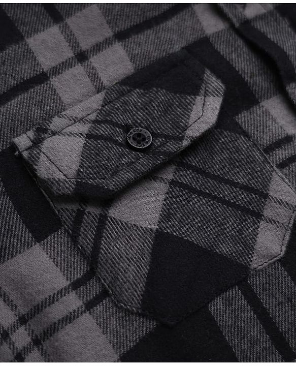 Pine Kids 100% Cotton Woven Hooded Shirts with Full Sleeves and Buffalo Checks Print in Grey