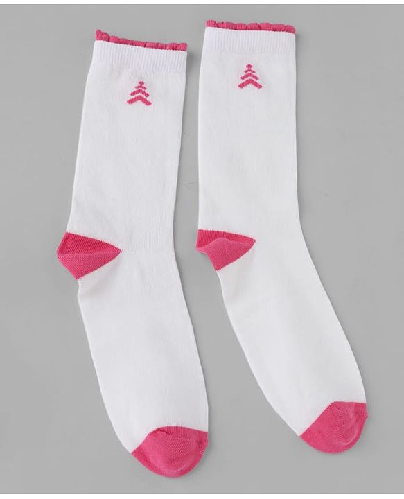 Pine Kids Cotton Knit Mid Calf Length Stripes Socks With Heart Design Pack Of 3 -Pink & White