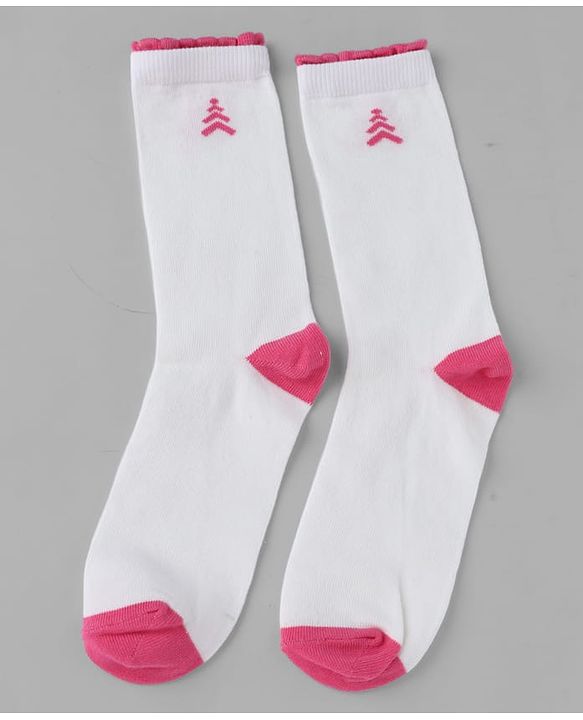 Pine Kids Cotton Knit Mid Calf Length Stripes Socks With Heart Design Pack Of 3 -Pink & White